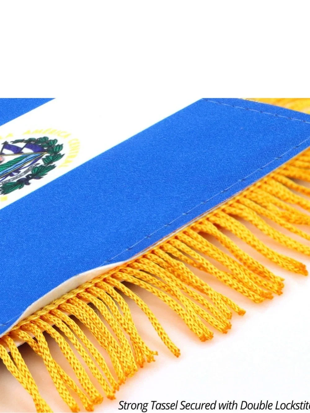 El Salvador Mini Pennant Flag with Gold Fringe - Blue & White (Set of 2)